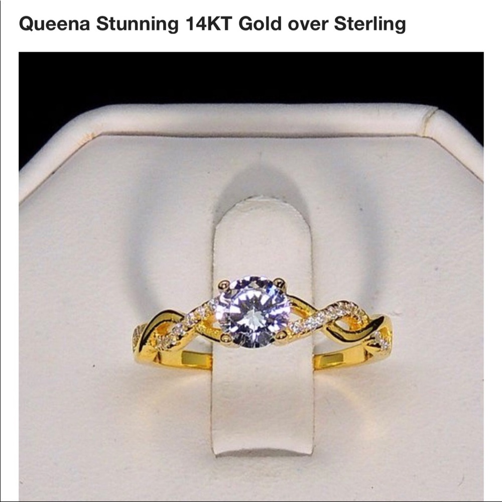 New Stunning 14kt over sterling silver ring